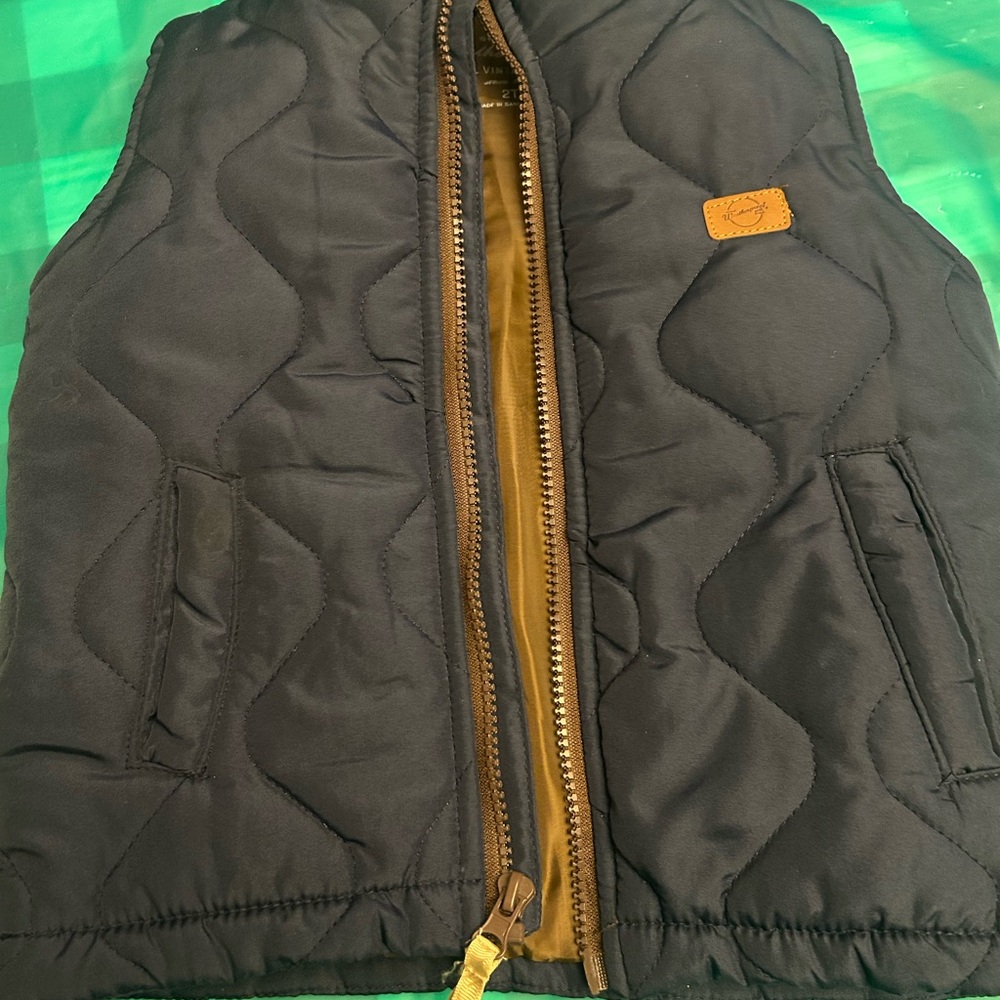 Kids navy blue and tan vest